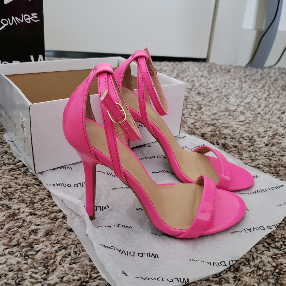 Neon pink high heels